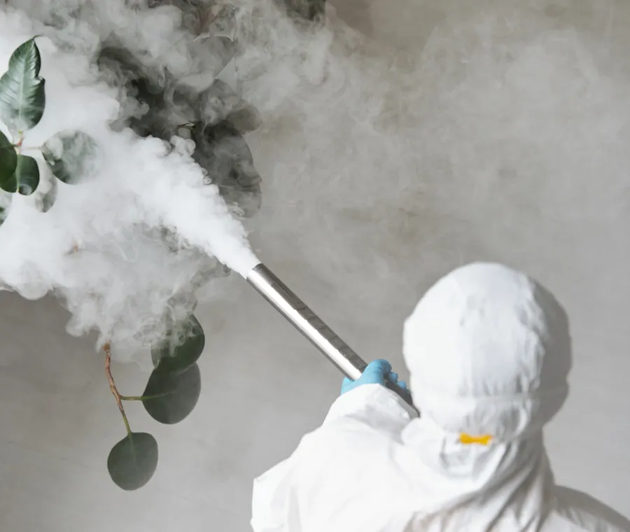 Technician applying a targeted indoor treatment