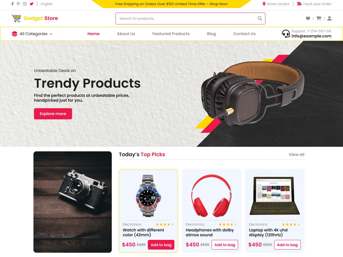 Ecommerce Gadget Store – WordPress theme for electronics store
