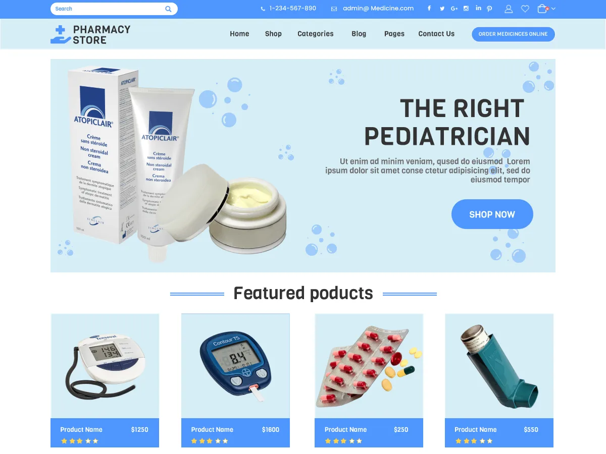 Laboratory Pharmacy Store – WordPress theme for pharmaceutical company