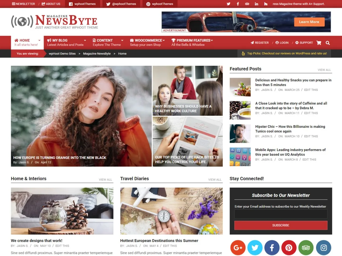 Magazine News Byte – WordPress theme for media company