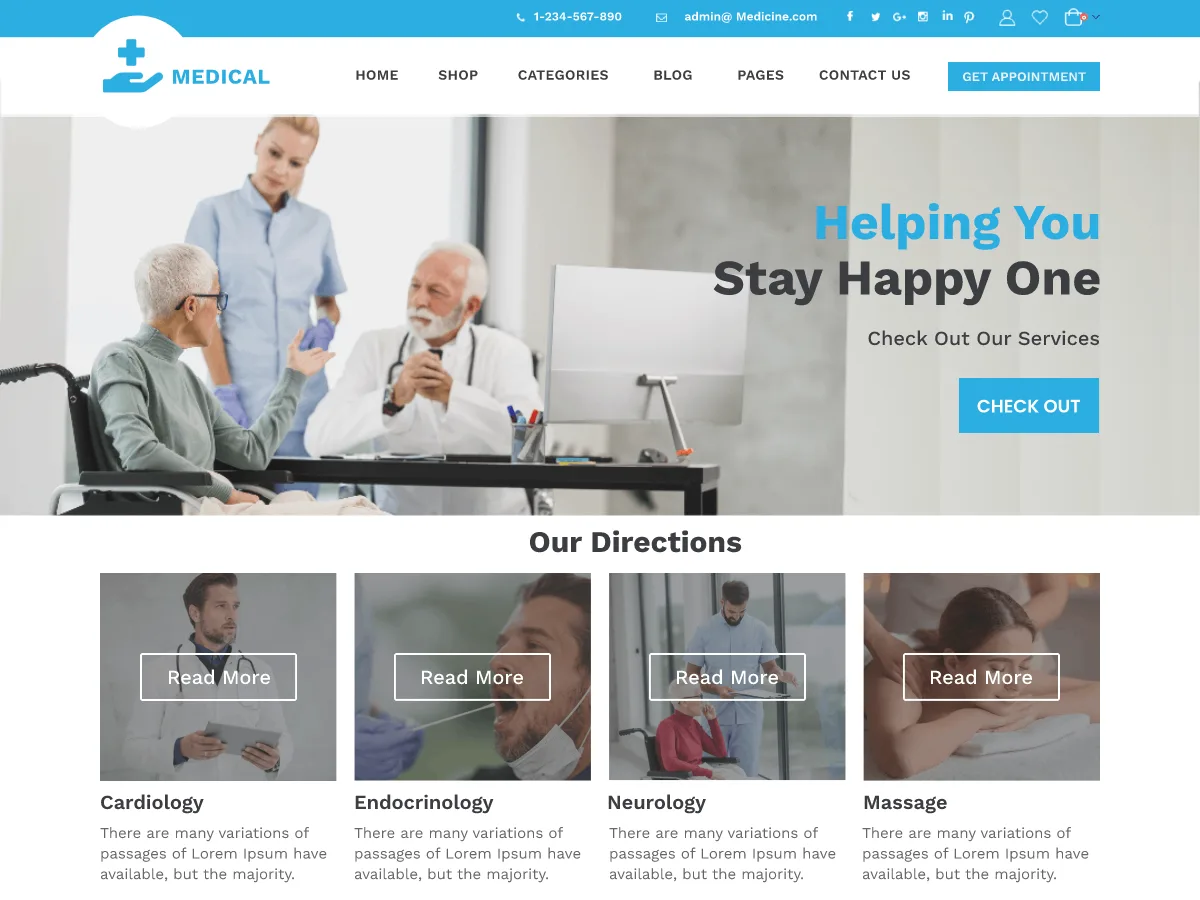 Medical Medicare – WordPress theme for pharmaceutical company