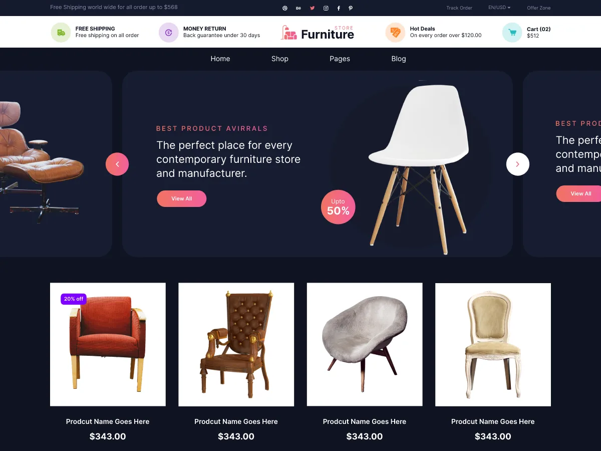 Modern Furniture Store – WordPress theme for furniture store