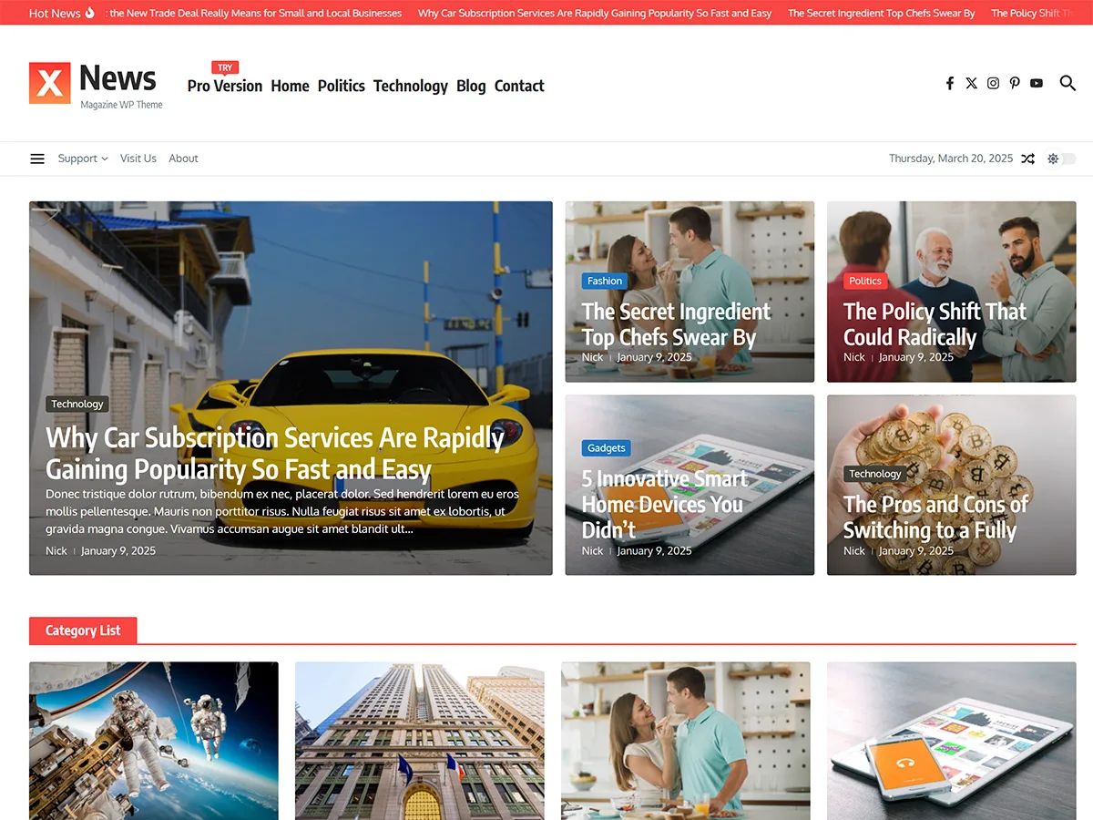 News Magazine X – WordPress theme for media company