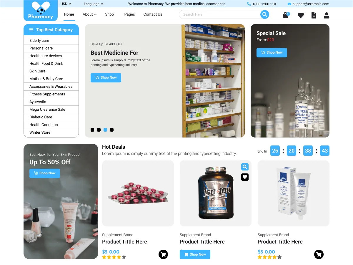 Pharmacy Shop – WordPress theme for pharmaceutical company