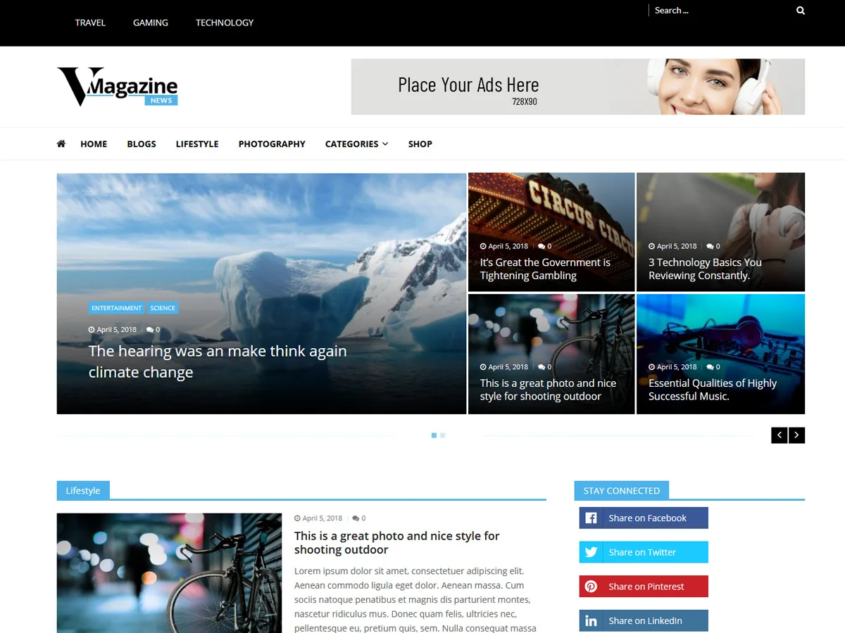 Vmagazine News – WordPress theme for media company