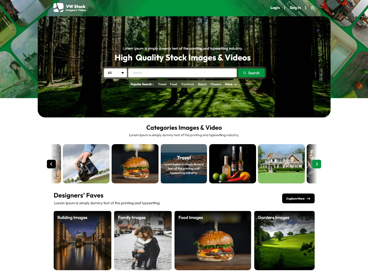 VW Stock Images – WordPress theme for digital products